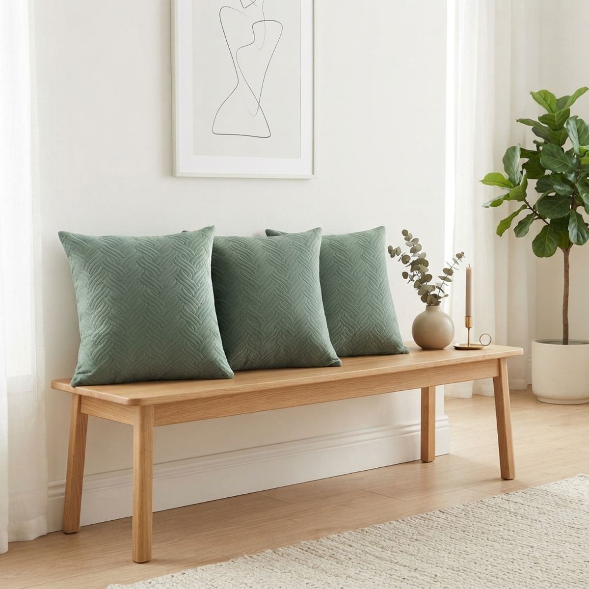 ARMONIA - Funda Decorativa Plush Verde Texturizada Pack de 3 046 Estilo Único