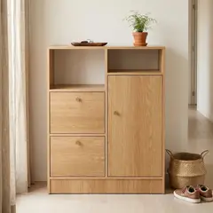 GENERICO - Armario Organizador de Baño Madera con Cajones Puerta y Repisas para Espacios Modernos 60x30x80cm