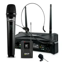 SKP - Set De Microfonos Inalambricos Vocal,Cintillo y Lavalier UHF 400D