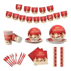 GENERICO - Juego vajilla de navidad servilleta desechables vaso