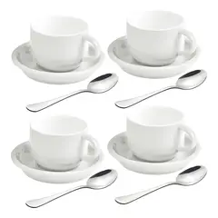 GENERICO - Set de 4 tazas y platos para espresso con cucharas de ace...