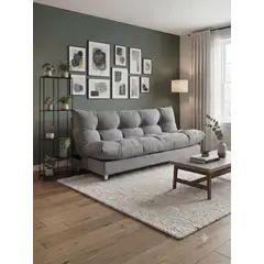 MUEBLES NEW - SOFA CAMA GLOBO GRIS FELPA