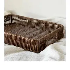 GENERICO - Bandeja Rectangular de Mimbre (28 × 18 × 5 cm) Color Marròn