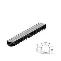 ACO - CANAL EASYLINE 100 HDPE NEGRO H90 L1000MM C/RJ PAS A15 AºG