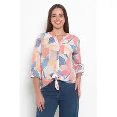 WADOS - BLUSA MANGA LARGA ESTAMPADA ABOTONADA EN DELANTERO CON BOLSILLO