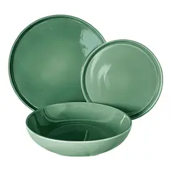 GENERICO - Set vajilla 18 piezas cerámica línea rustica Verde