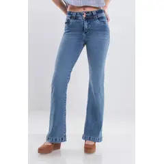 WADOS - JEANS MUJER FLARE TIRO ALTO PUSH UP PRETINA MEDIA DOS BOTONES