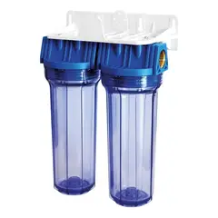 AQUA - Contenedor Transparente Duplex Filtro agua uso domenstico 9"3/4