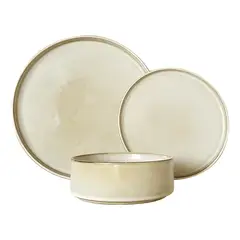 GENERICO - Set vajilla 18 piezas cerámica línea rustica Beige