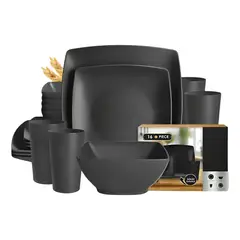 GENERICO - Kit 16 cuadrada vajilla juego cocina paja trigo plato 6
