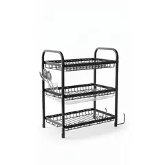IRM - Escurridor de Platos de 3 Niveles Acero Carbono Negro Organizador de Cocina
