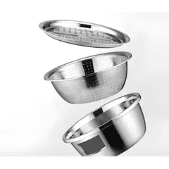 GENERICO - Set 1 bowls 2 coladores acero inoxidable