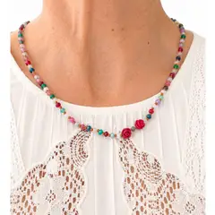 GENERICO - Collar Rosita Agata colores, piedras Agatas de colores natural, hecho a mano