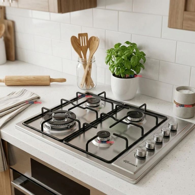LINE Cocina Encimera A Gas Natural 4 Platos Premium Acero Inoxidable