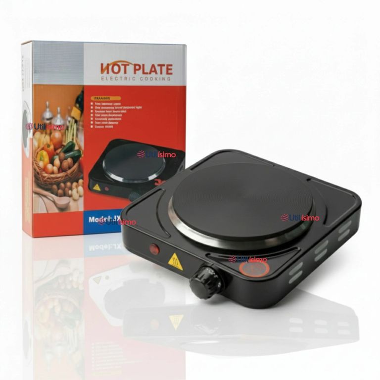 LINE Cocina Cocinilla Eléctrica 1 Plato Encimera 1000W de Potencia Color Negro