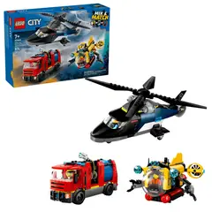 LEGO - REMIX HELICOPTERO CAMION DE BOMBEROS Y SUBMARINO CITY