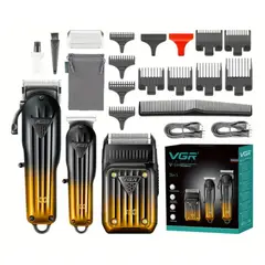 VGR - Barber Combo Profesional V644 Clipper + Trimmer + Shaver