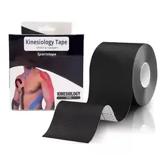 GENERICO - Cinta Tape Vendaje Kinesiológica Neuromuscular Negro 5 cm X 5 mts