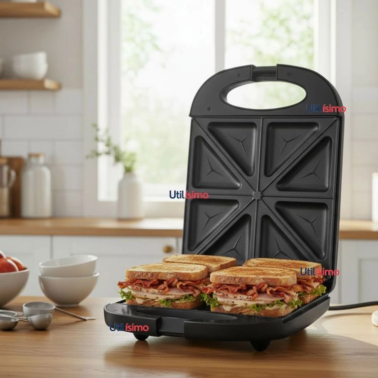 RAF Sandwichera Eléctrica Antiadherente Tostadora 4 Sandwich 1000W