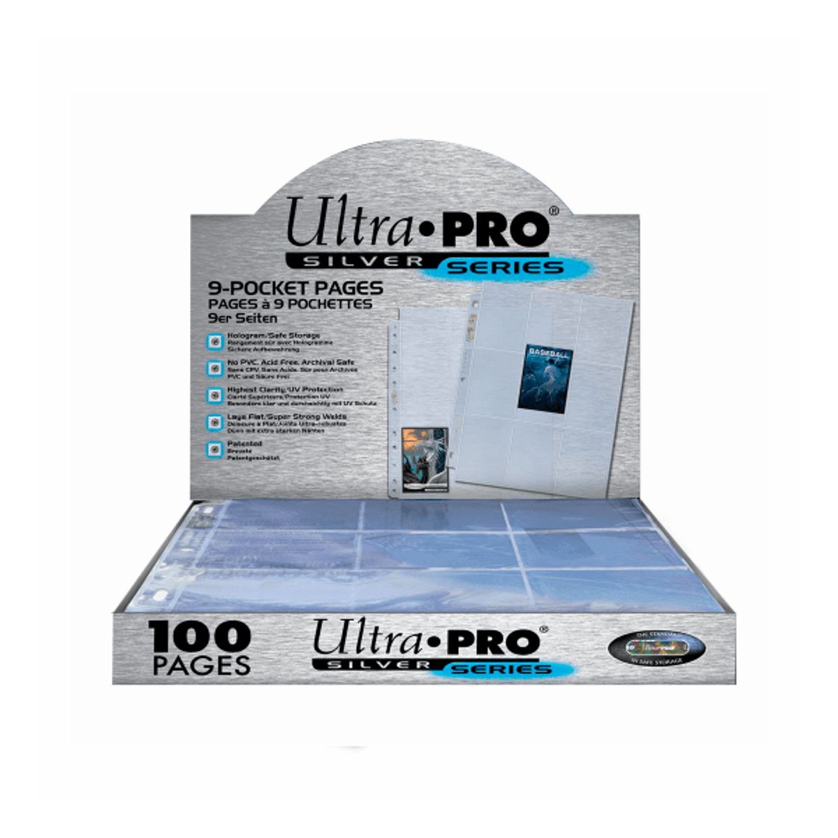 ULTRA PRO - Display 100 Hojas Ultra Pro Silver para Archivador 9-Pocket Topload