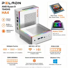 GENERICO - Mini PC PELADN HO4 Ryzen 9 7940HS 16GB DDR5 1TB SSD NVMe