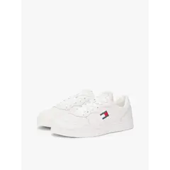 TOMMY HILFIGER - Zapatillas De Cuero Con Logo Blanco Tommy Jeans