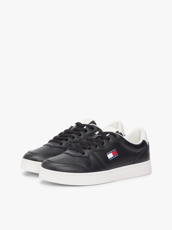 Zapatillas De Cuero Con Logo Negro Tommy Jeans