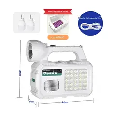 GENERICO - Linterna Solar Recargable Multifunción con Radio FM y Luz LED de Emergencia Lámpara Portátil para Camping y Hogar