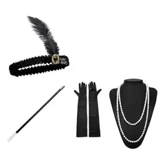 GENERICO - SET CHARLESTON PARA DISFRAZ BOQUILLA CINTILLO COLLAR ETC