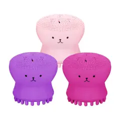 GENERICO - Set 3 Cepillos Limpieza Facial Pulpo Silicona Exfoliante