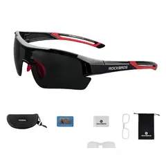 ROCKBROS - Lentes Polarizado Ciclismo Running 3 Micas Intercambiables - Negro