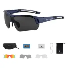 ROCKBROS - Lentes Polarizado Ciclismo Running 3 Micas Intercambiables - Azul
