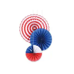 GENERICO - Set de abanicos fiestas Patrias 3pcs 20cm, 30cm y 40 cm 61656
