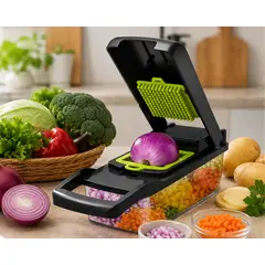 GENERICO - Picador Multifuncion 14 En 1 Con Cuchillas De Acero Inoxidable Y Recipiente Para Cocina DVC