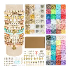 ATURE - Juego De Cuentas 48 Colores Y Letra 10500 Kit Hacer Pulseras