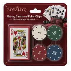 GENERICO - Set De Poker Con Baraja Y 24 Fichas De Casino