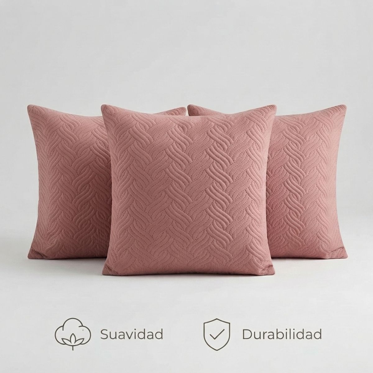 ARMONIA - Funda Decorativa Plush Rosa Texturizada Pack de 3 046 Elegante