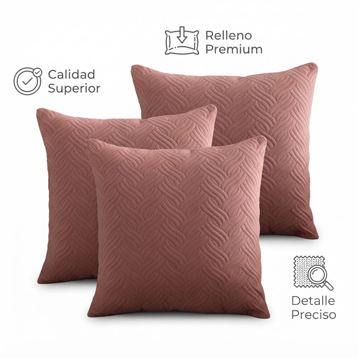 ARMONIA - Funda Decorativa Plush Rosa Texturizada Pack de 3 046 Versátil