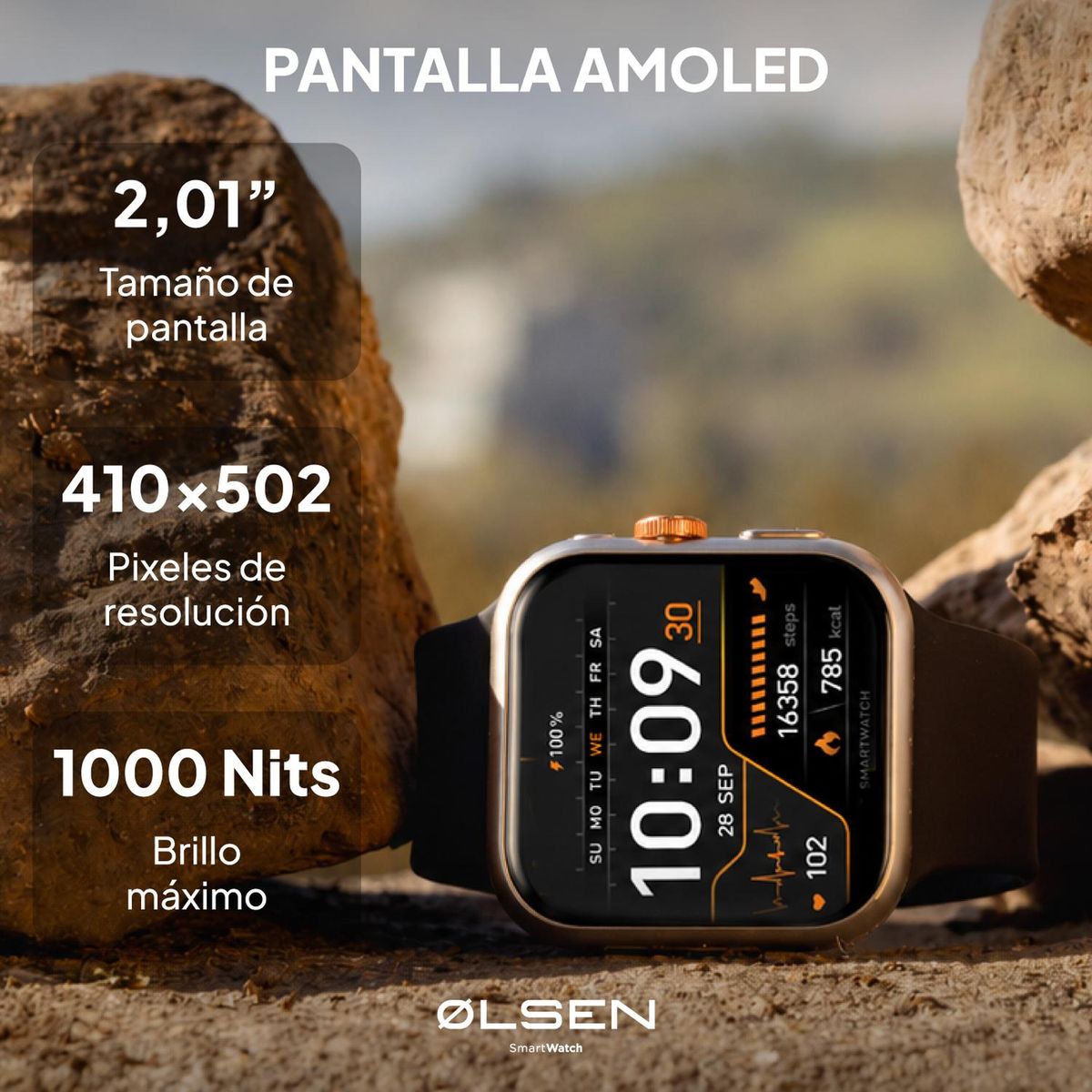 OLSEN - Smartwatch Olsen Reloj Inteligente URBAN Amoled Llamadas BT - Gris