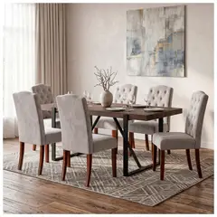 NOVAHUS - Comedor Selma Mesa 75x88x180 cm 6 Sillas Tapizadas