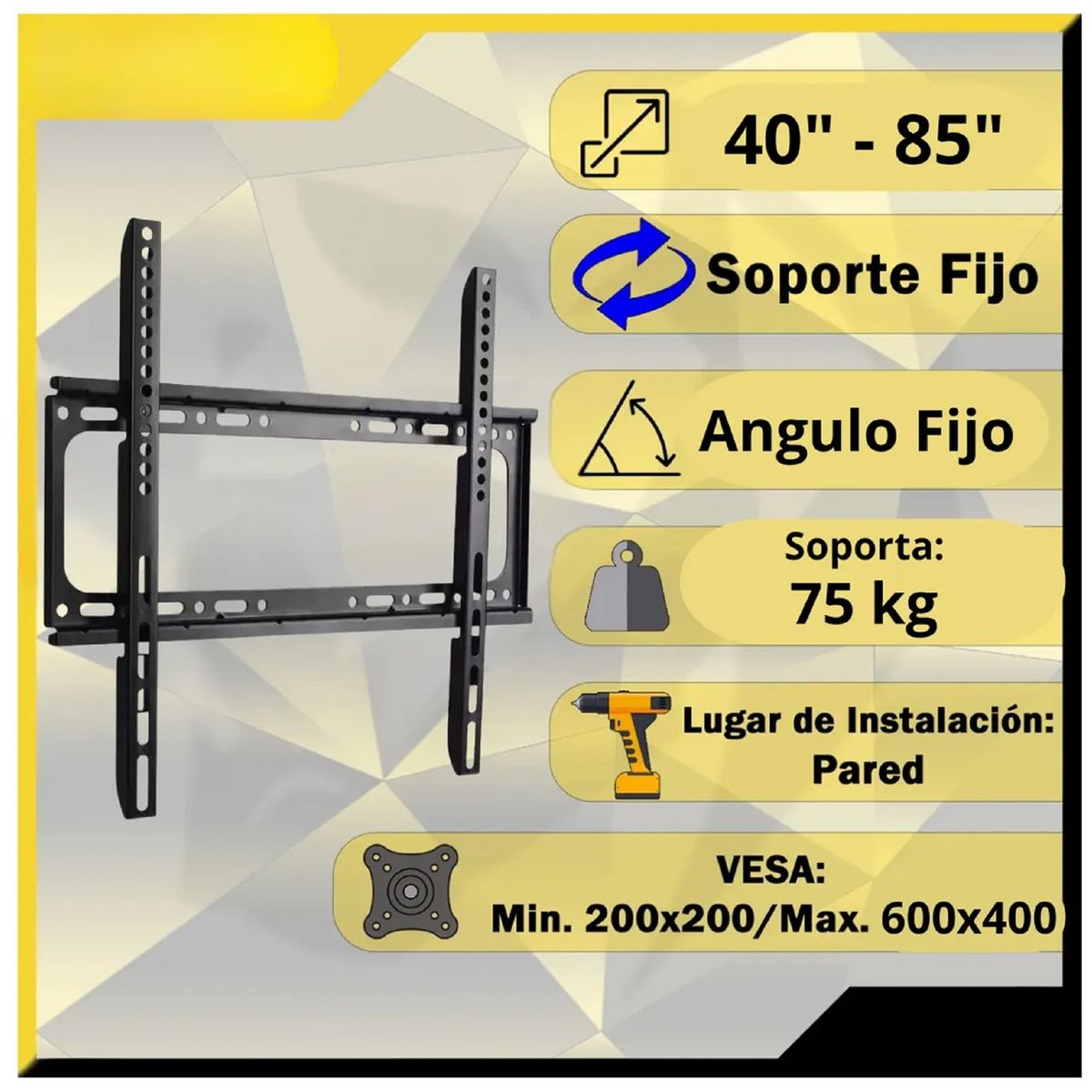 GENERICO - Soporte Pared Fijo Tv 40- 85 Pulgadas Universal 75 Kilos