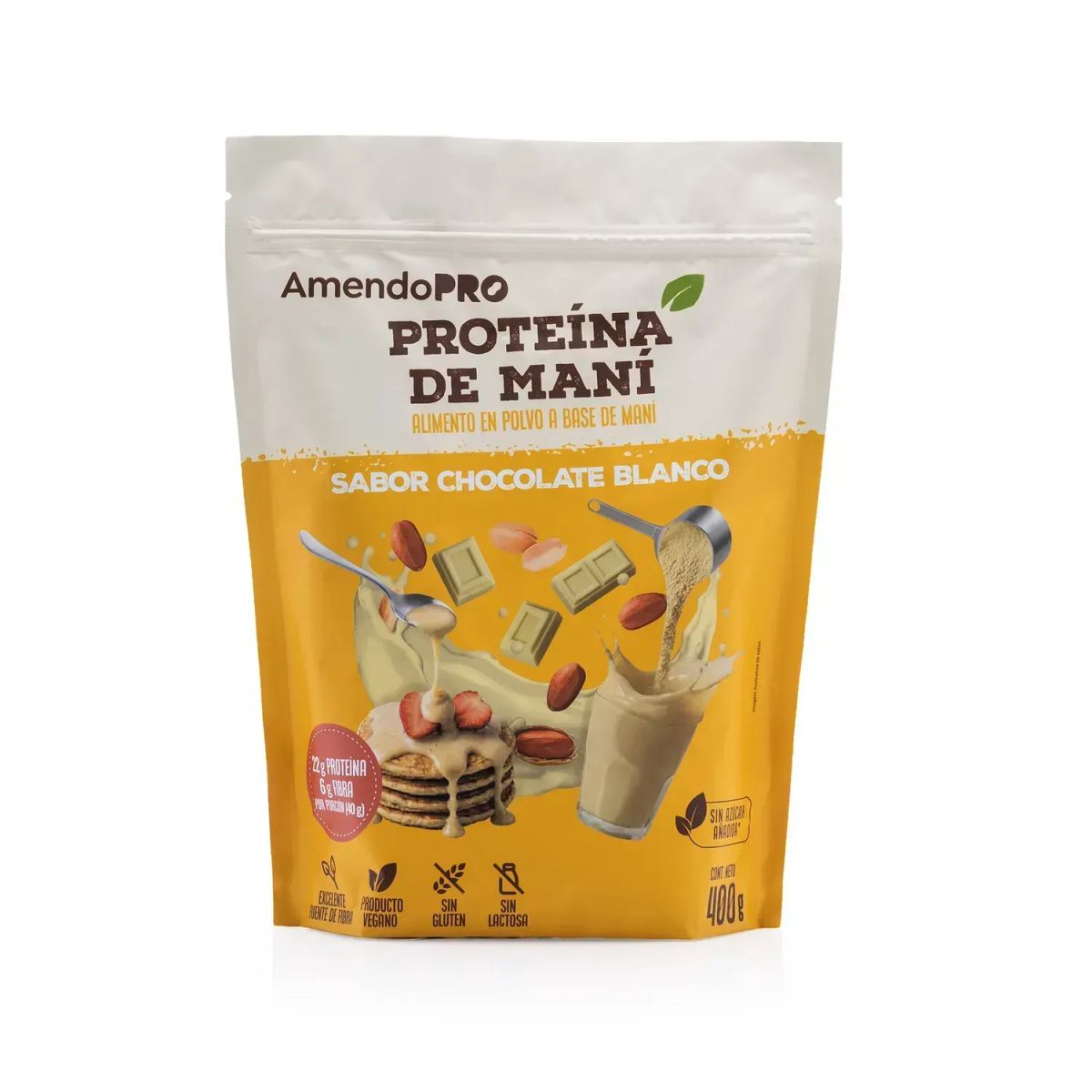 AMENDOPRO - Proteína de Maní - Chocolate Blanco - 400g
