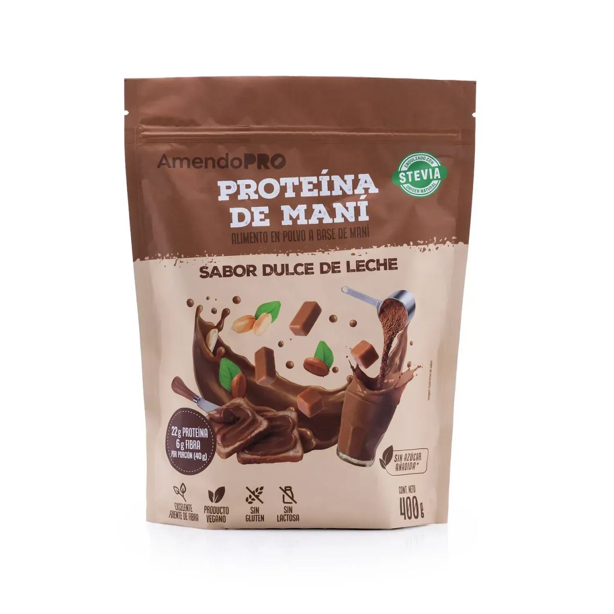 AMENDOPRO - Proteína de Maní - sabor Dulce de leche - 400g