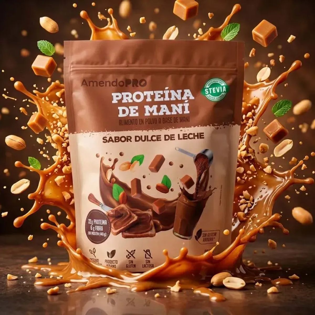 AMENDOPRO - Proteína de Maní - sabor Dulce de leche - 400g