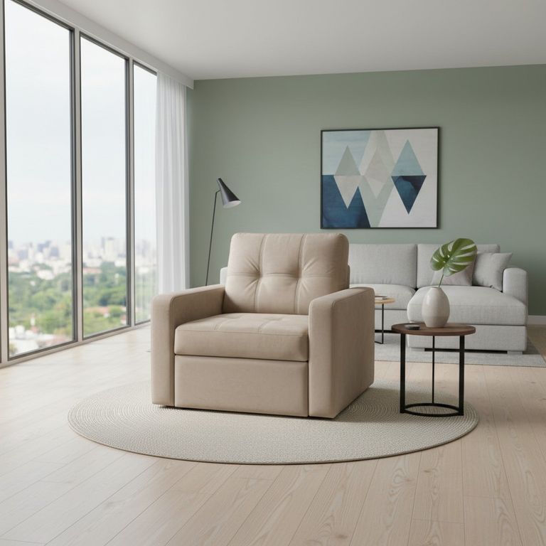 SOFA CAMA MILAN UN CUERPO FELPA BEIGE Beige