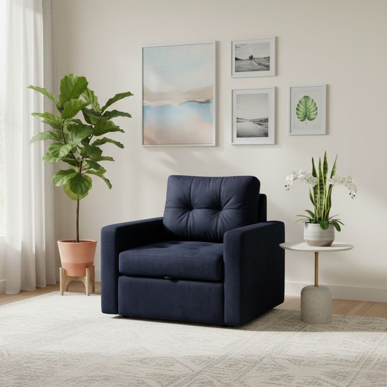 SOFA CAMA MILAN UN CUERPO FELPA NEGRA Negro