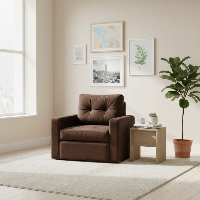 SOFA CAMA MILAN UN CUERPO FELPA CHOCOLATE Chocolate