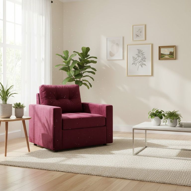 SOFA CAMA MILAN UN CUERPO FELPA BURDEO Burdeos