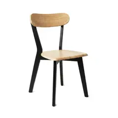 VENHOOUSE - Silla Para Comedor Cocina Madera Moderna Respaldo Curvo Fresno Negra
