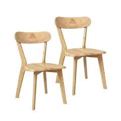 VENHOOUSE - Pack 2 Sillas Para Comedor Cocina Madera Moderna Respaldo Curvo Fresno Naturales